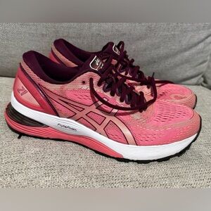 ASICS Women's Pink and Burgundy Athletic Shoes